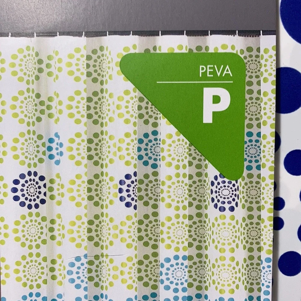 Shower Curtain or Liner Green Blue White NWT Peva Polka Dot Bursts 70